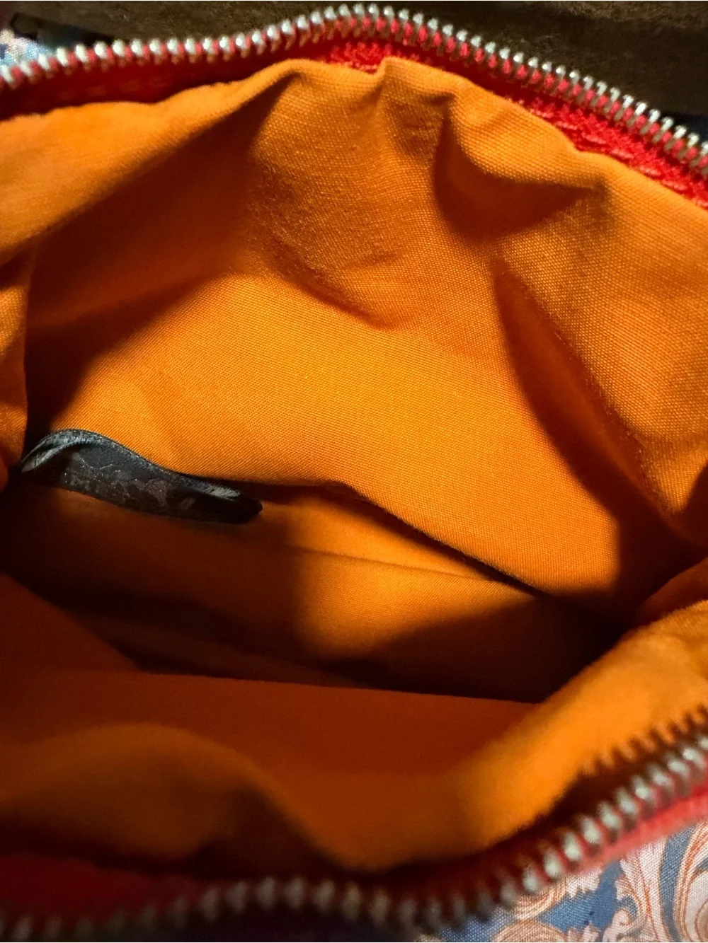 Authentic Hermes Canvas Zip Pouch in Red with Leather Trim vintage